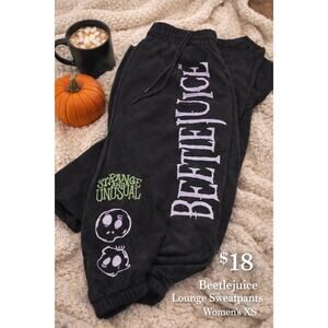 Beetlejuice Womens XS Black Graphic Sweatpants Movie Lounge Pants